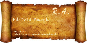 Rövid Amanda névjegykártya